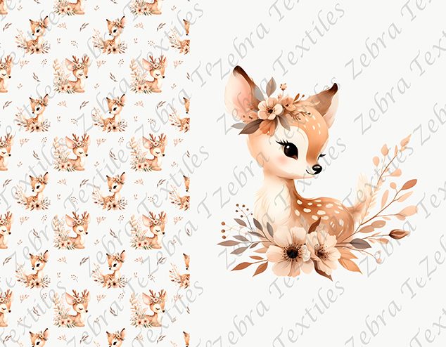 Bambi floral fond crème