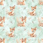 Bambi floral fond sarcelle