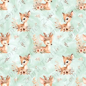 Bambi floral fond sarcelle