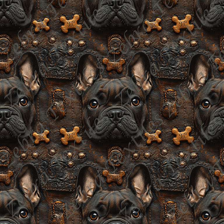Bouledogue Français fond cuir