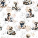 Caniche blanc fond empreinte
