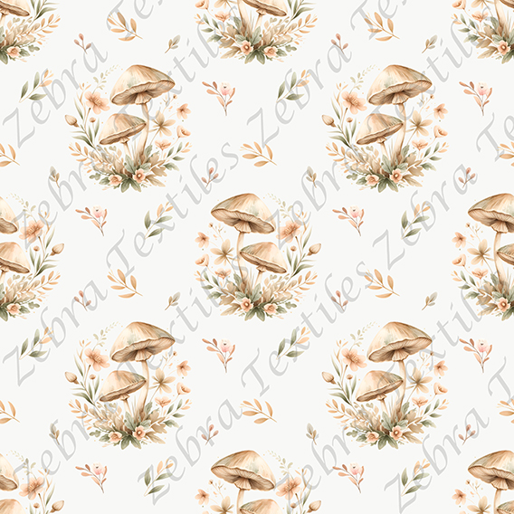 Champignon floral fond crème