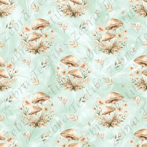 Champignon floral fond sarcelle