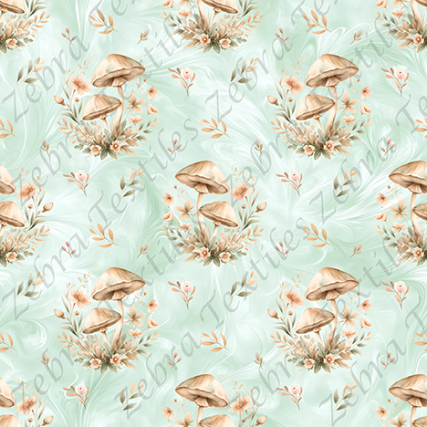 Champignon floral fond sarcelle