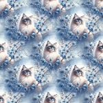 Chat floral bleu