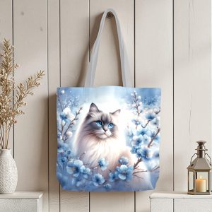 Chat floral bleu sac
