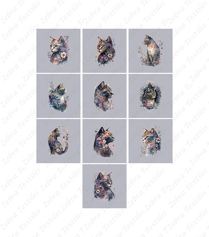 Chat floral panneau