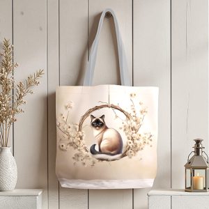 Chat siamois rond floral