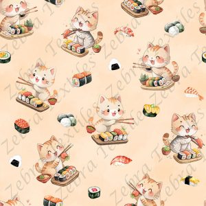 Chat sushi fond orangé