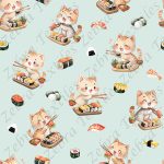 Chat sushi fond aqua