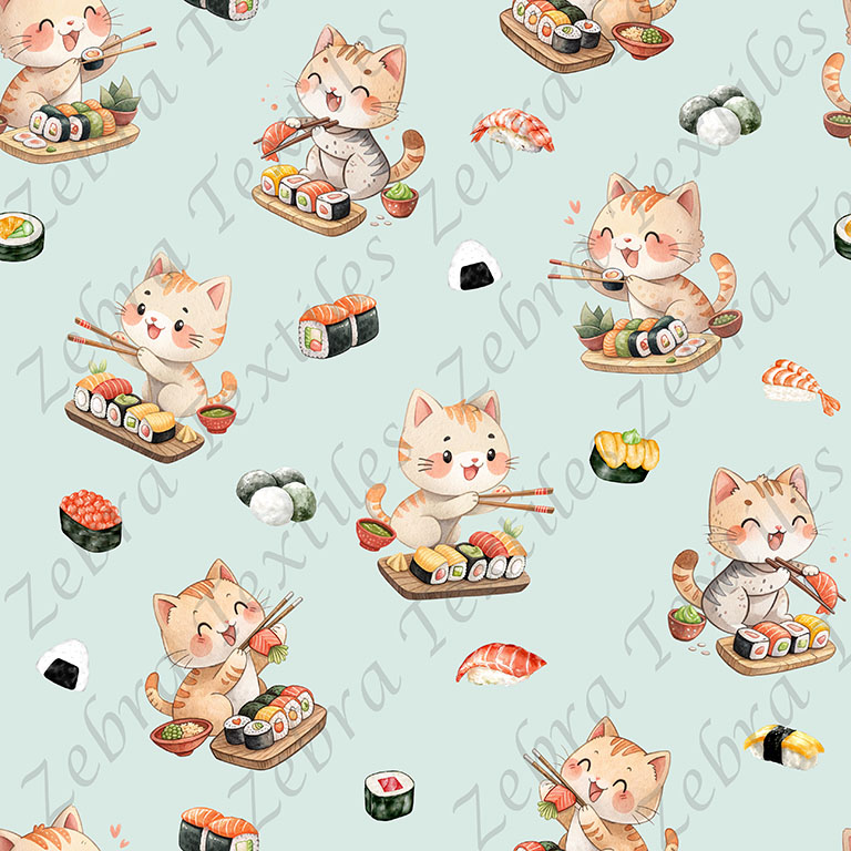 Chat sushi fond aqua