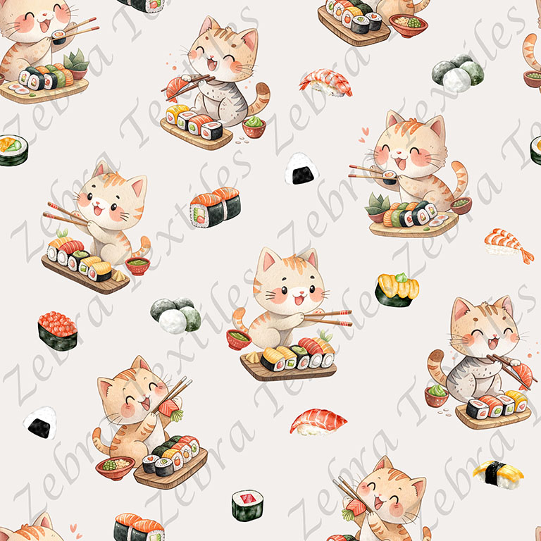 Chat sushi fond taupe