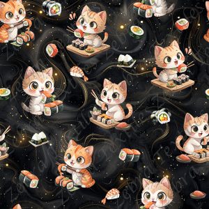 Chat sushi kawai fond filet noir
