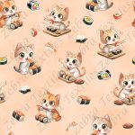 Chat sushi kawai fond pêche