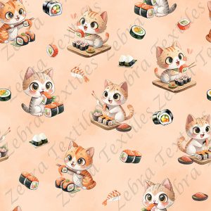 Chat sushi kawai fond pêche