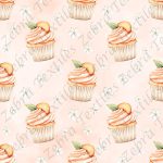 Cupcake aux pêches fond rose