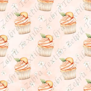 Cupcake aux pêches fond rose