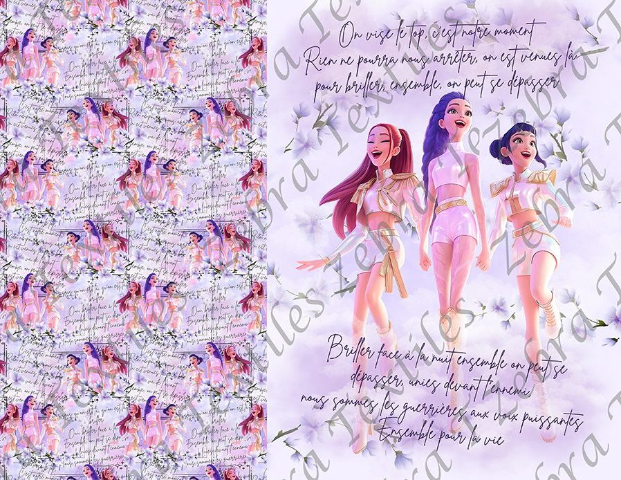 Fille démone floral fond écriture