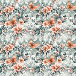Floral orangée et papillon