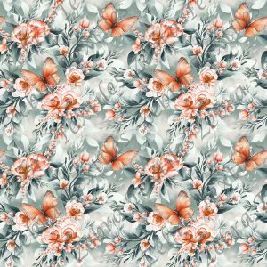 Floral orangée et papillon
