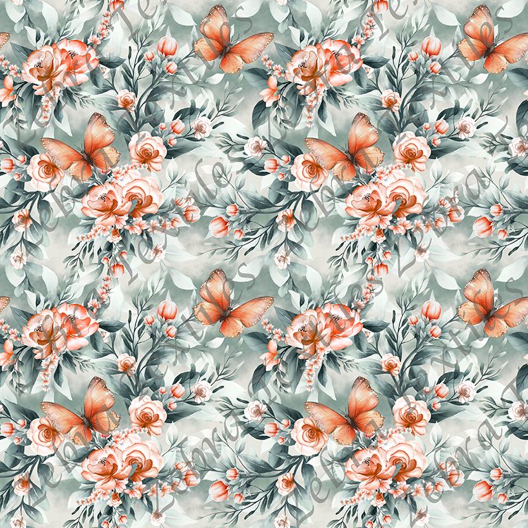 Floral orangée et papillon