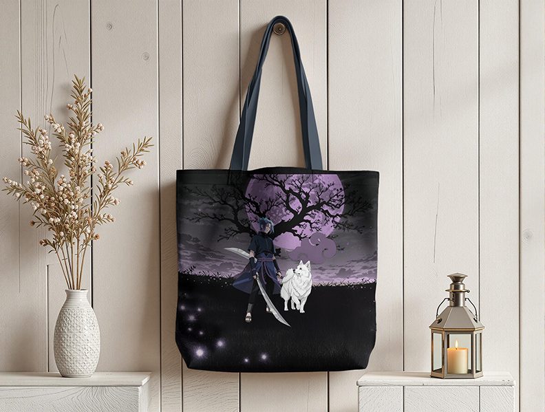 Gars et eskimo à la pleine lune mauve