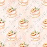 Gâteau aux pêches fond rose
