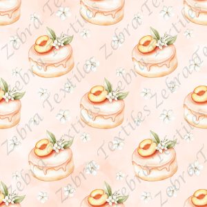 Gâteau aux pêches fond rose