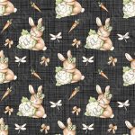 Lapin et chou-fleur fond lin