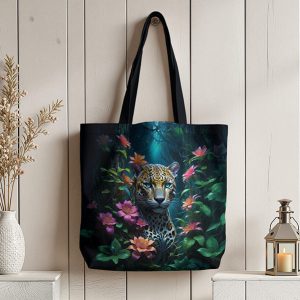 Léopard dans la jungle floral