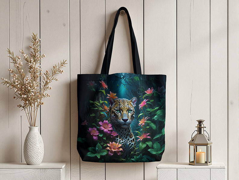 Léopard dans la jungle floral