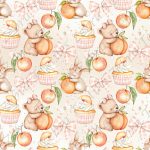 Ours et lapin pêche fond crème