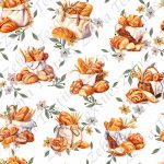 Panier de pains fond floral