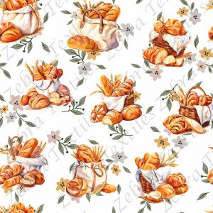 Panier de pains fond floral