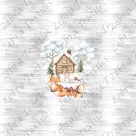 Renard et souris en hiver fond gris
