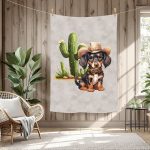 Teckel cowboy fond taupe