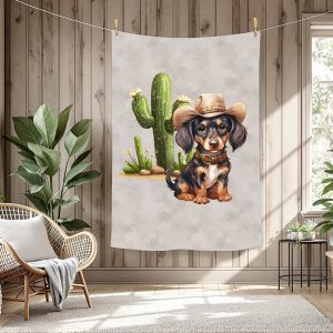 Teckel cowboy fond taupe