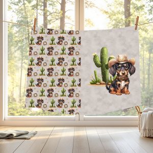 Teckel cowboy fond taupe