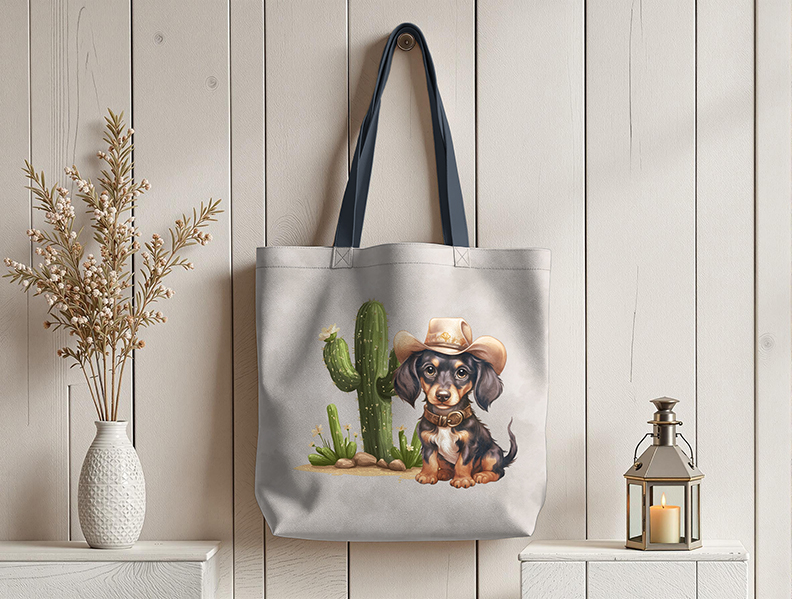 Teckel cowboy fond taupe