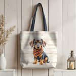Teckel foulard fond bois sac