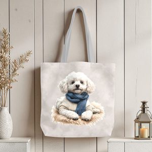 Caniche blanc fond taupe