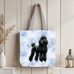 Caniche noir fond floral