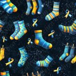 Chaussette jaune et bleue fond marine