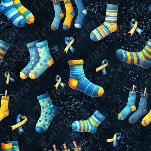 Chaussette jaune et bleue fond marine