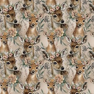 Chevreuil floral fond taupe
