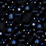 Forme abstrait blanche et bleue fond noir
