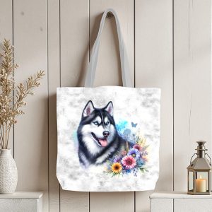 Husky floral fond gris