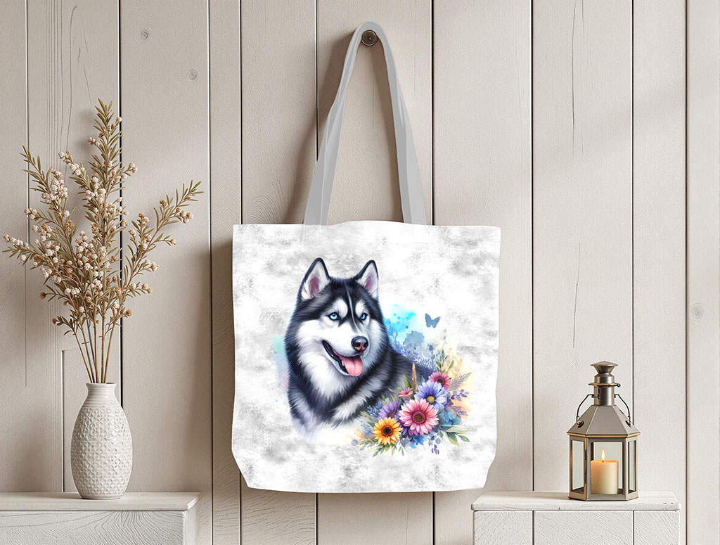 Husky floral fond gris