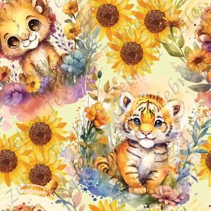 Lion et tigre floral jaune