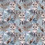 Loup floral fond bleu